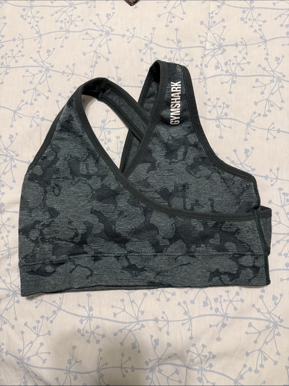 Gymshark Black Charcoal Camo Seamless Sports Bra
